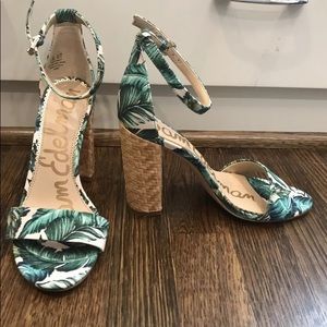 Sam Edelman Palm Leaf with woven High Heel 6.5